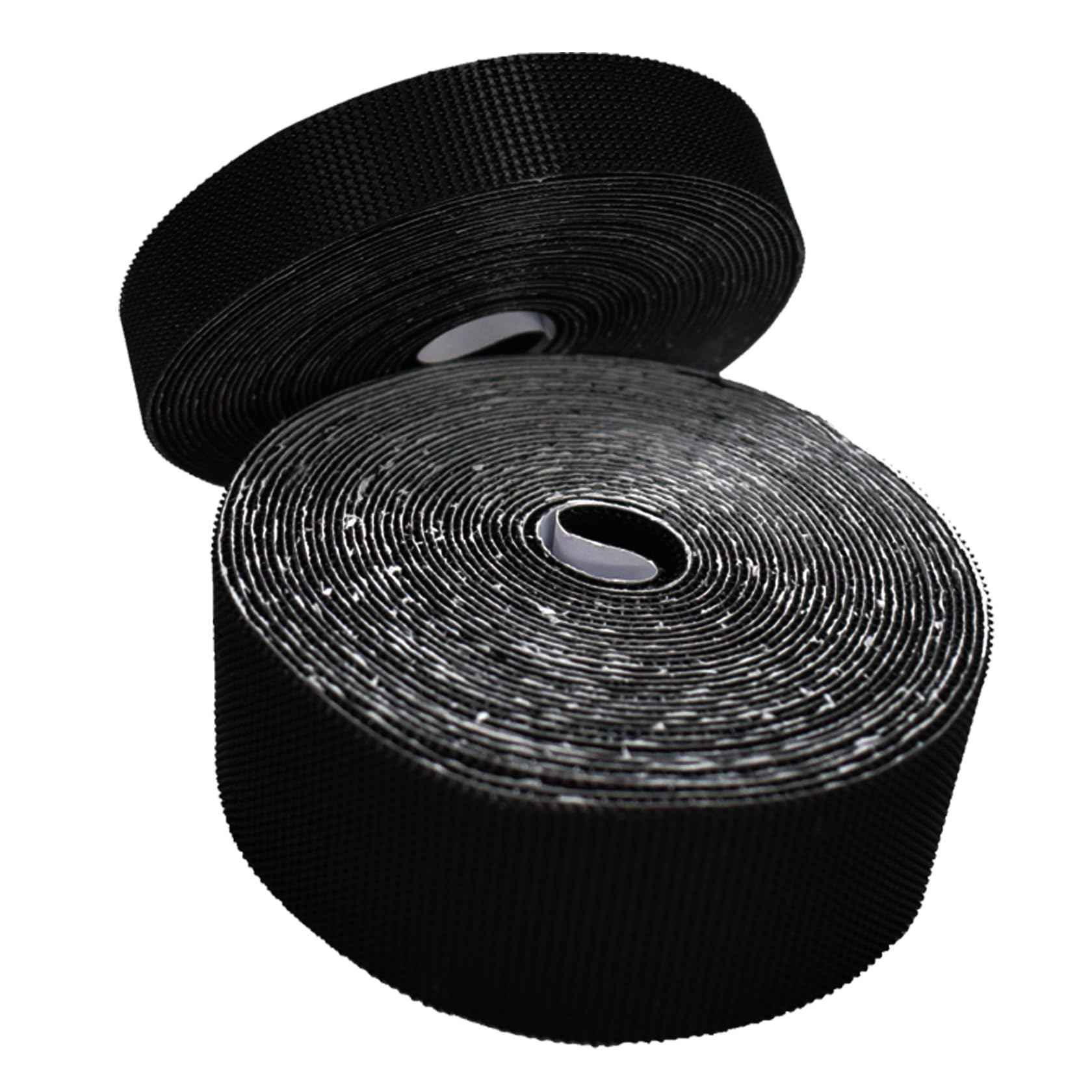 YoFuZiHu [2 Packs] Magic Tapes for 1 or 2 Cars Garage Door Screen, Self Adhesive Hook Tapes Sticky Back Fastening Roll, Nylon Strips Fastener, 1.57'' x 19.7ft (W x L) & 0.78'' x 19.7ft, Black