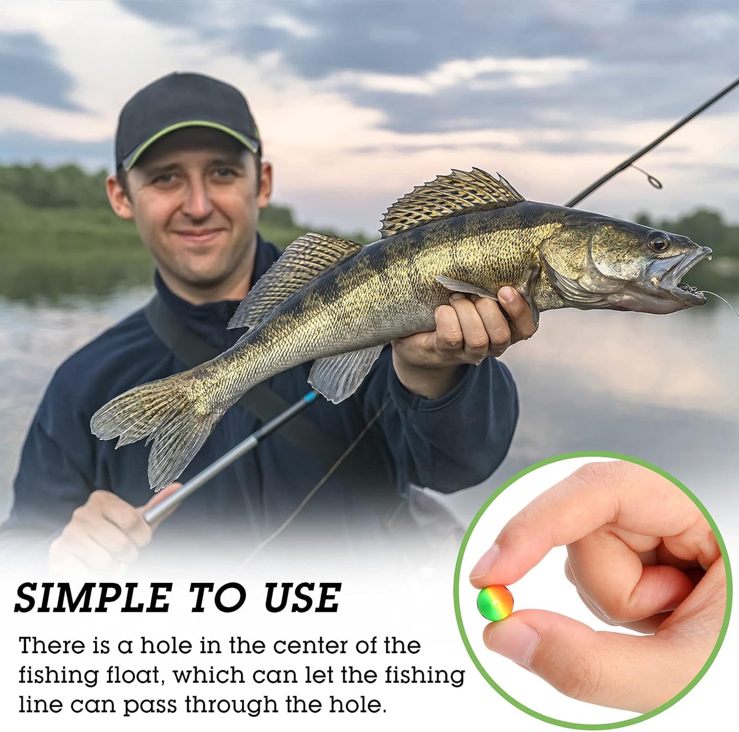 Skylety Foam Floats - 60 Pieces Snell Fishing Rig Indicators for Trout, Catfish & Walleye