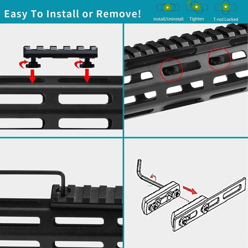 Gotical 5 Slots Aluminum Key mod Rail Section for Key mod Five Slots Key mod Rail Picatinnii Rail Section (Pack of 3-6 PCS 5 Slots)
