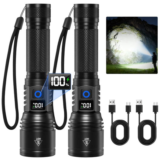 Ruboliy 2Pack Rechargeable Flashlights High Lumens, Flash Light for Home