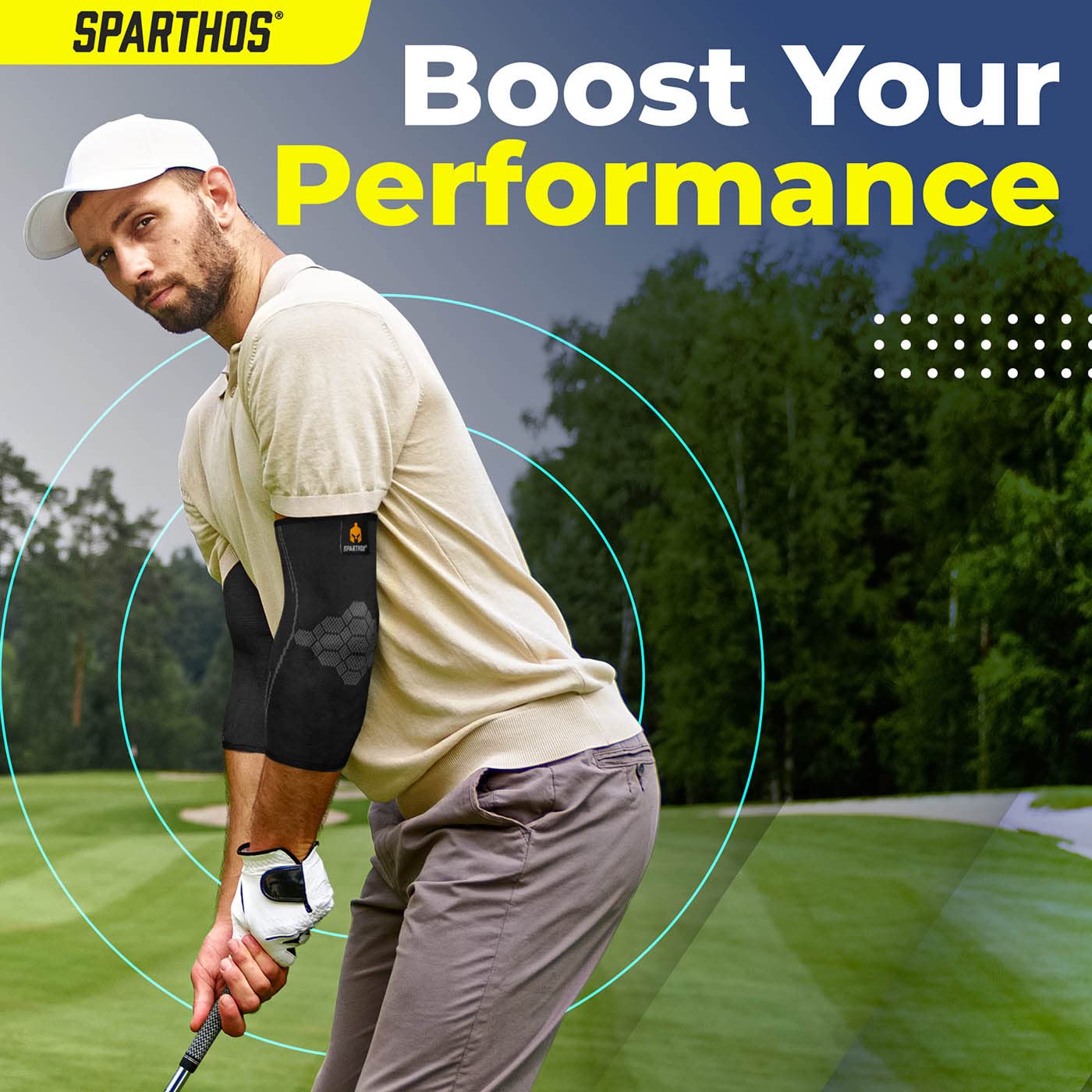 Sparthos Elbow Compression Sleeve (Pair) – Tendonitis Elbow Brace Golfer's Tennis Elbow Support for Men and Women – Arthritis Bursitis Treatment Youth Kids Athletic Sport Basketball (Black-M)