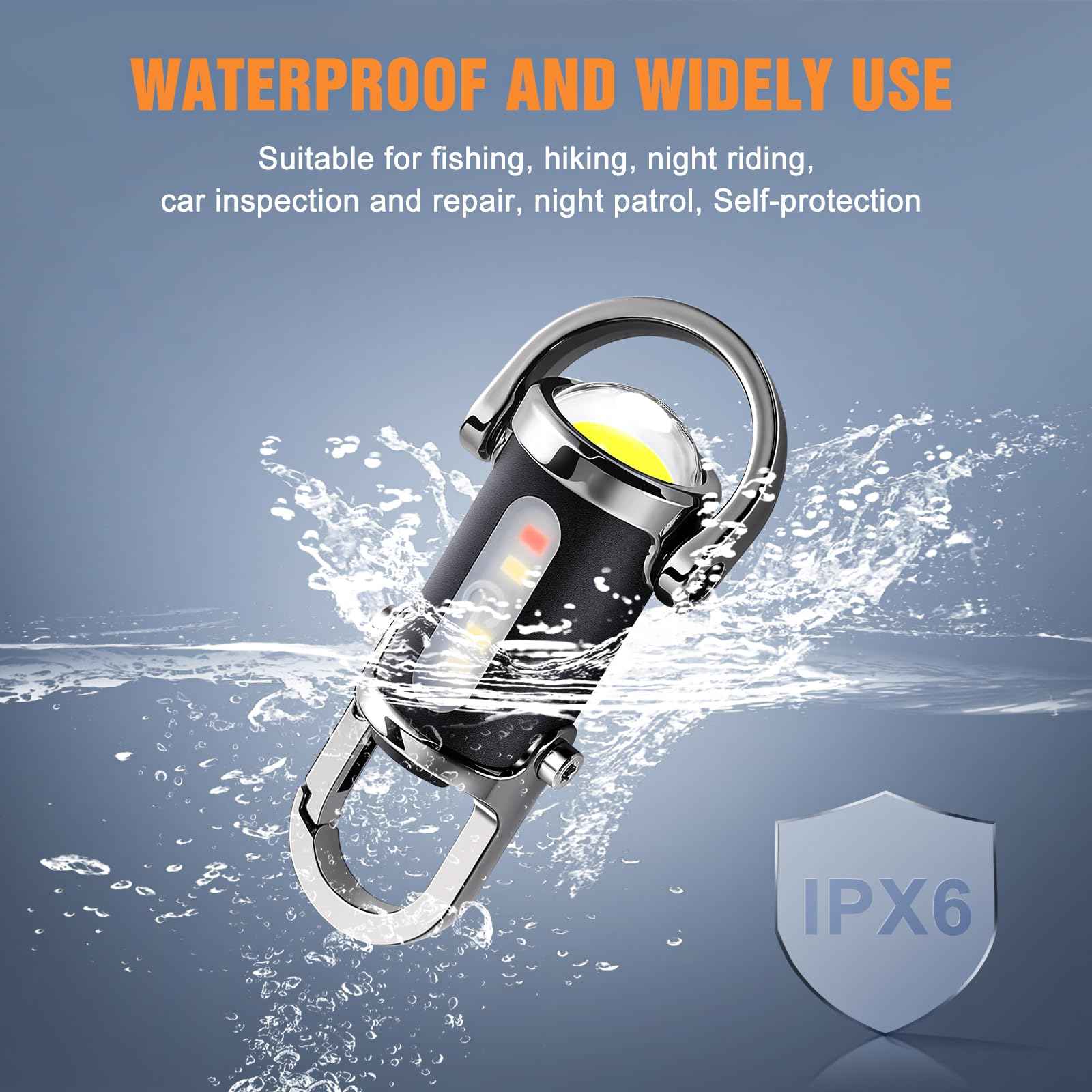 Ciwuzxs Rechargeable Keychain Flashlights, 800 Lumens EDC Mini Flashlights, COB Keychain Work Light Flashlights 7 Light Modes, Bright Mini Keychain Light for Walking, Searching and Hiking