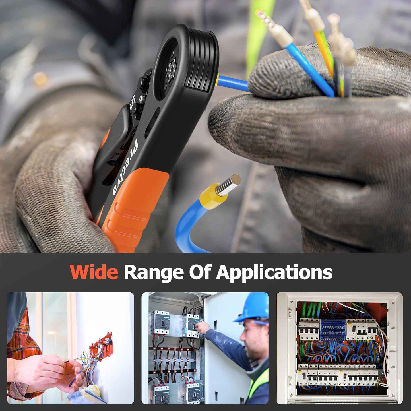 Preciva Hexagonal Ferrule Crimping Tool, AWG 28-7(0.08-10mm²) Crimper Plier Adjustable Ratcheting Wire Crimping Tool