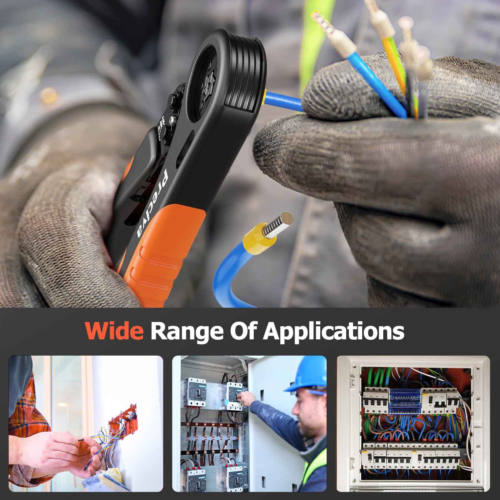 Preciva Hexagonal Ferrule Crimping Tool, AWG 28-7(0.08-10mm²) Crimper Plier Adjustable Ratcheting Wire Crimping Tool