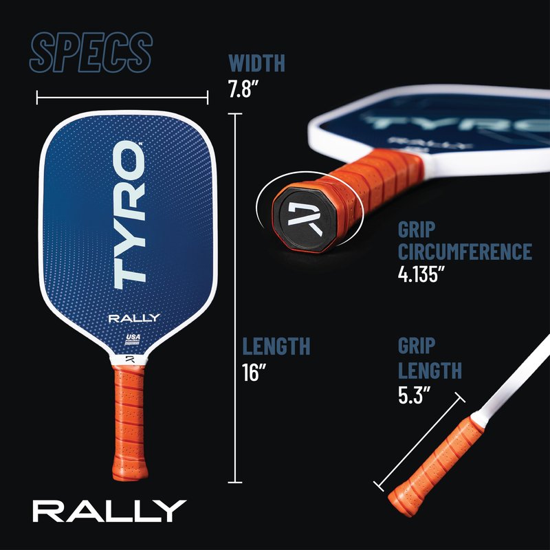 Rally Tyro 2 Pickleball Paddle – Lightweight 7.0-7.5 oz, Durable Polymer Core, Composite Face, 5" Handle for Extra Grip – Great for Beginners - USAPA Approved