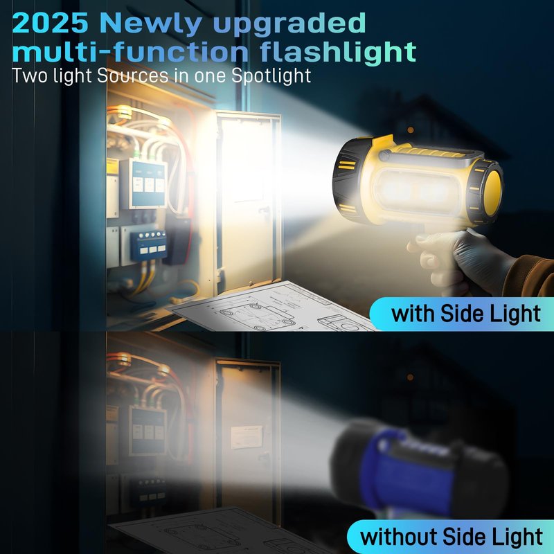 2026 New 3000,000 Lumen Super Bright Spotlight,10000mAh Rechargeable Flashlight Handheld Spotlight,Spot Light Outdoor Runtime 72+ Hrs,Flashlight Searchlight Flood Camping Hunting Boating with Tripod