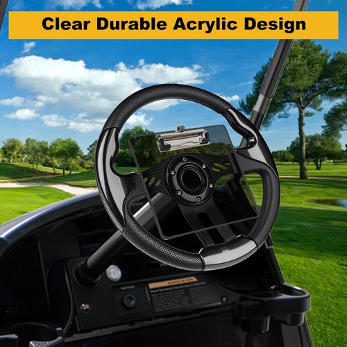 LEAPGOMAX Golf Cart Scorecard Holder with Pen Holder on Golf Cart Steering Wheel for EZGO Club Car Yamaha Golf Carts Black（Note Do Not Include Golf Cart Steering Wheel