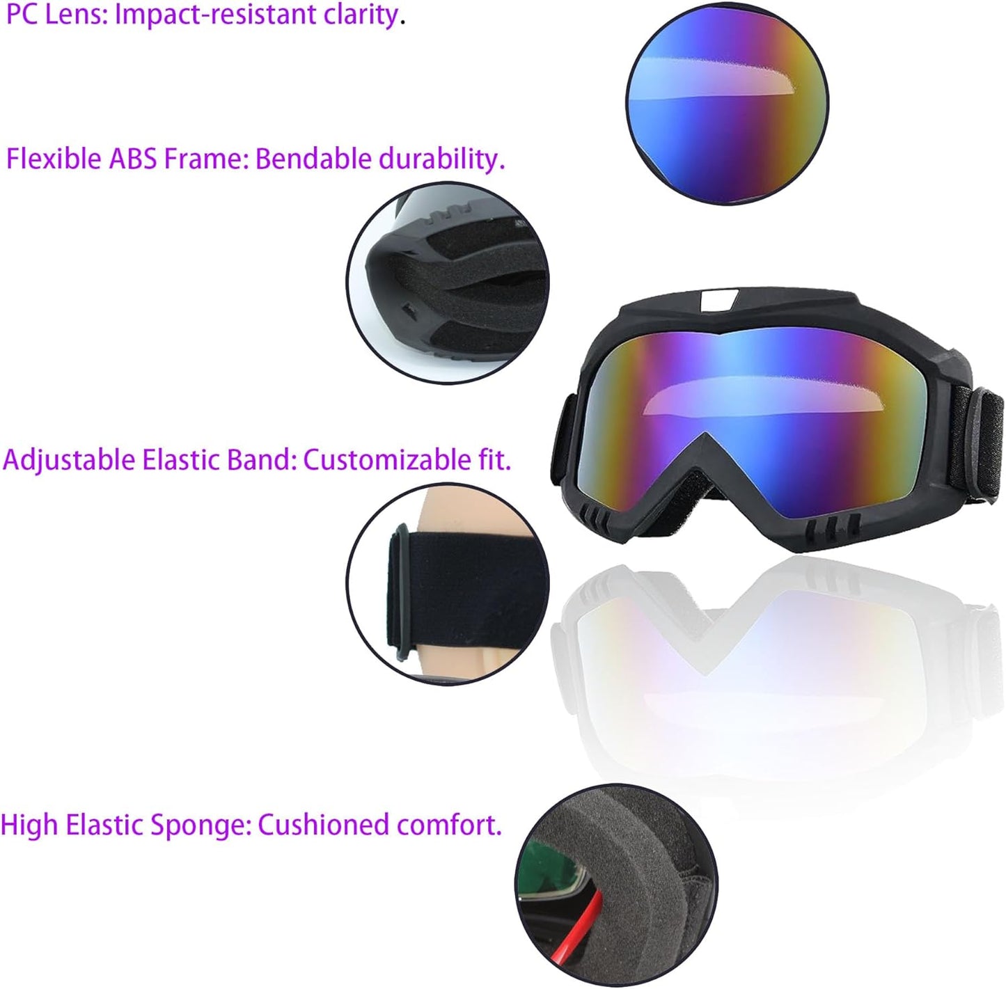 Skiennix Paintball Mask - Anti-Fog Motorcycle Helmet Goggles with Removable Face Mask | Adjustable Motocross Eyewear
