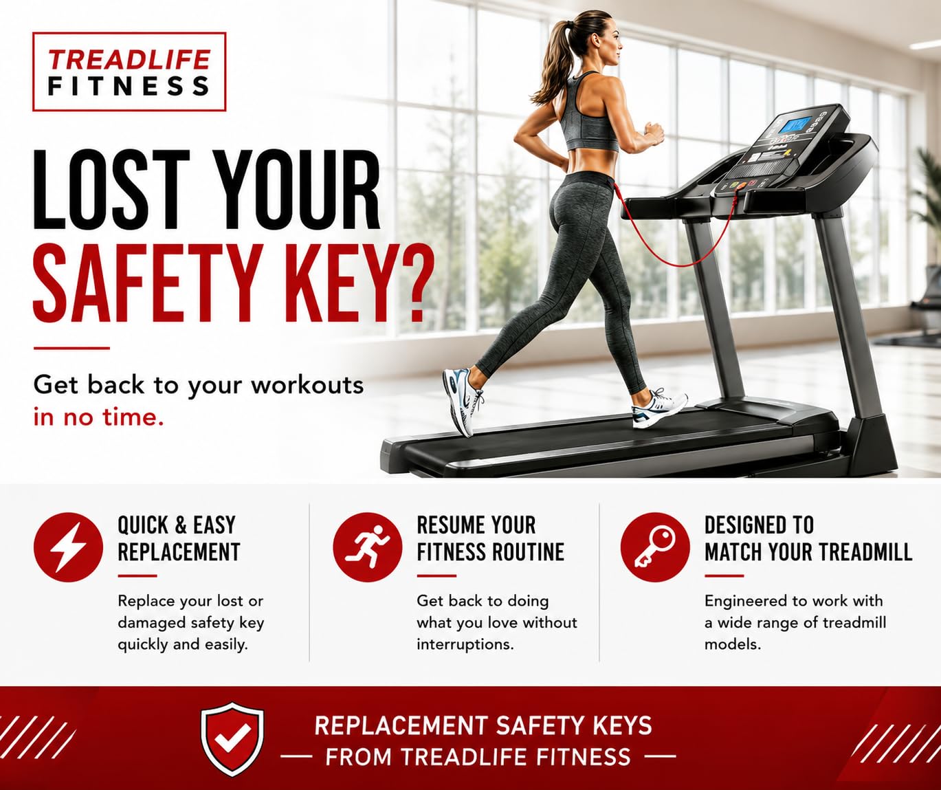 Treadmill Safety Key | Replacement for Pacemaster Treadmills