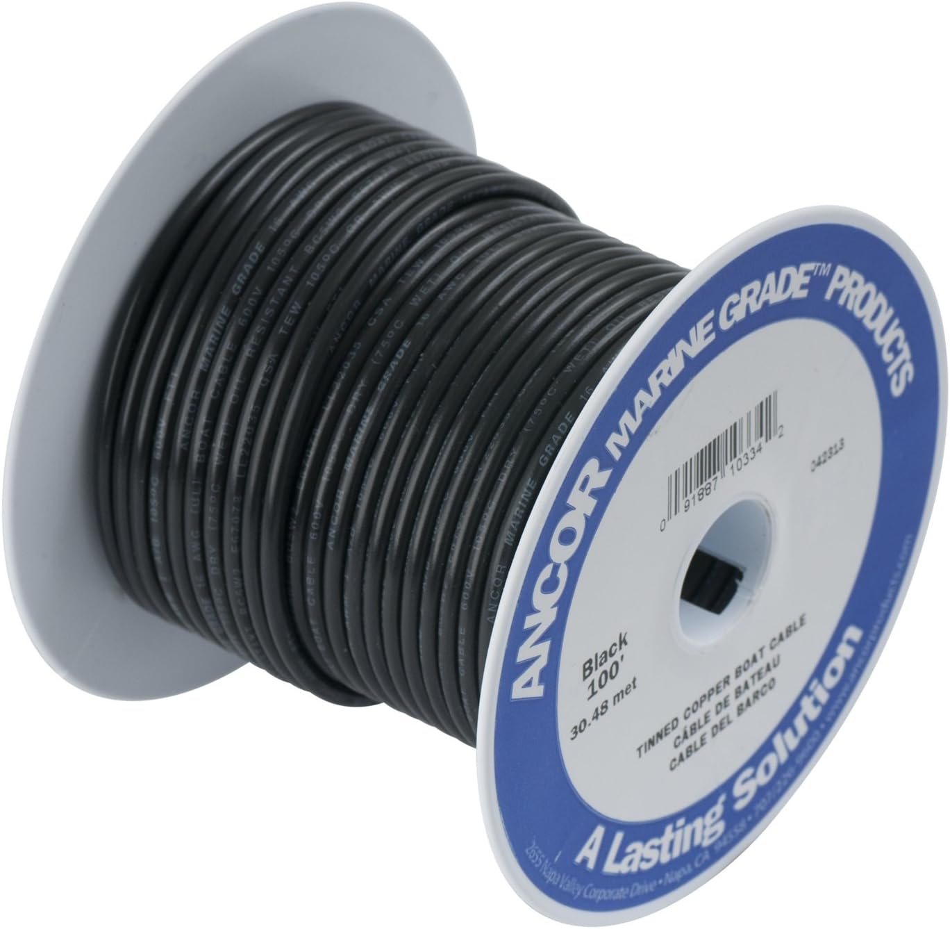Ancor Marine Grade 12-Gauge Tinned Copper Boat Wiring - Black, 25 Feet Long
