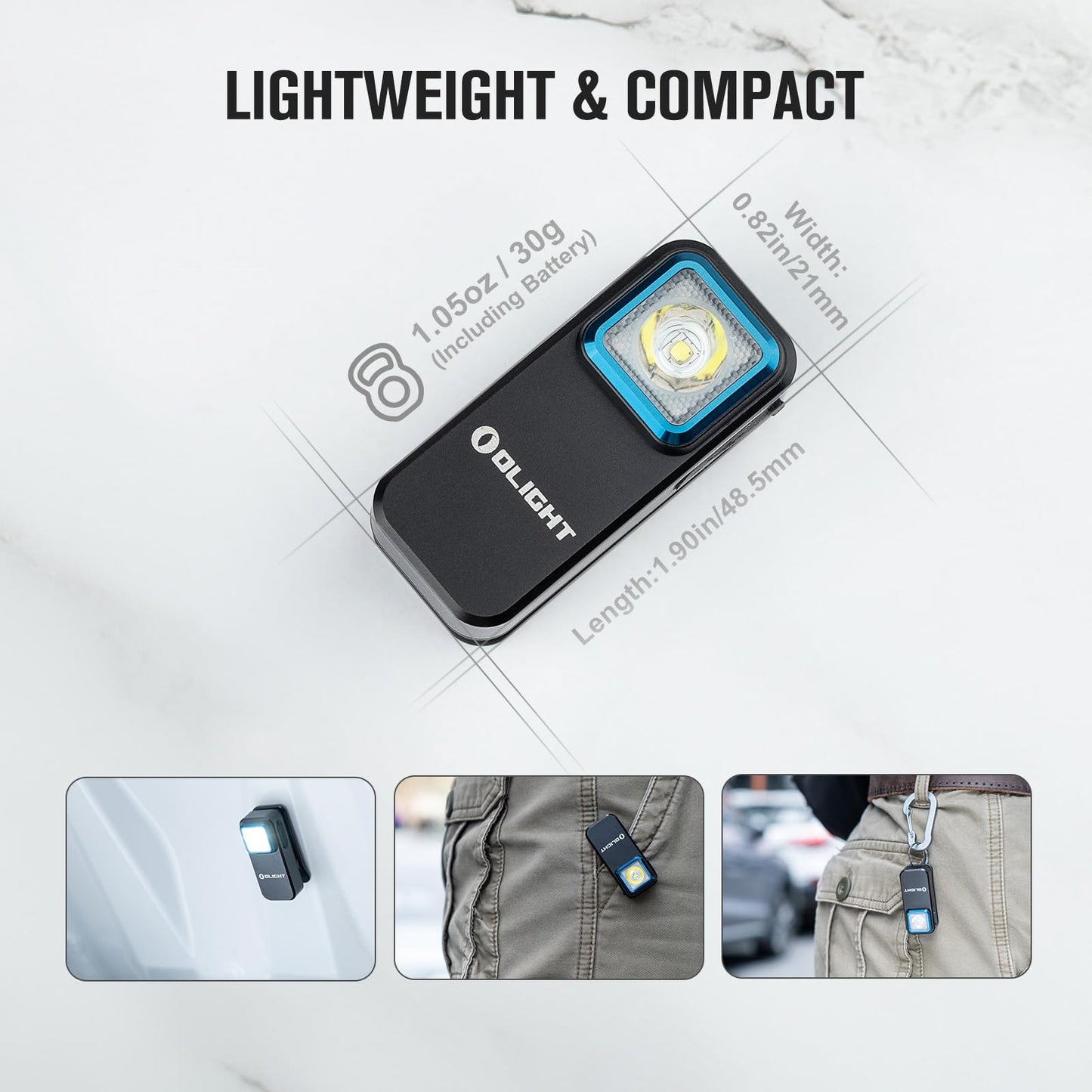 OLIGHT Oclip Mini Rechargeable EDC Clip Flashlight, Black