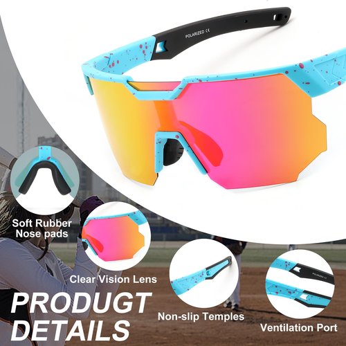 FEISEDY Polarized Sports Sunglasses for Men and Women,UV400 Baseball Sunglasses Youth Cycling Softball Goggles B0206