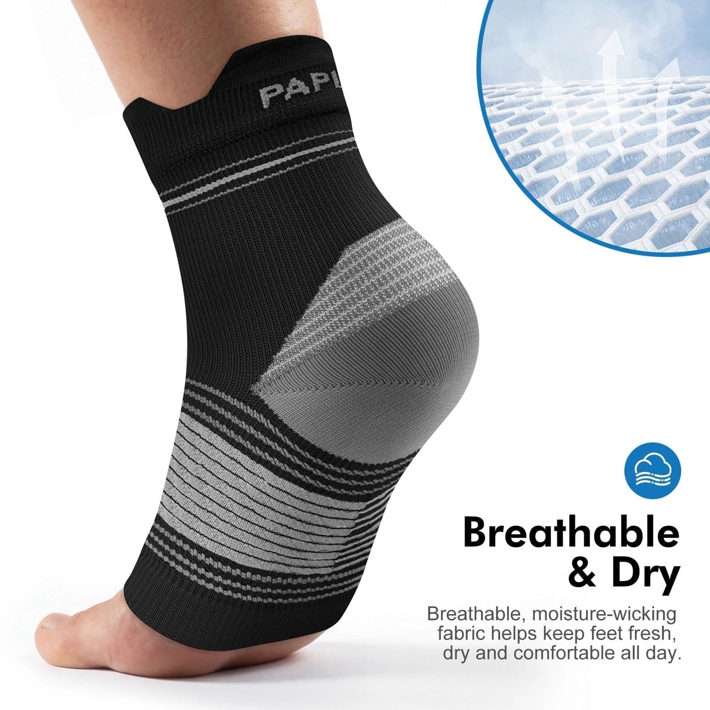 6 Pairs Plantar Fasciitis Socks for Men & Women, Ankle Brace Compression Socks with Arch Support for Achilles Tendonitis, Heel Pain, Swelling & Arthritis Relief, Black, Nude, Navy, Large