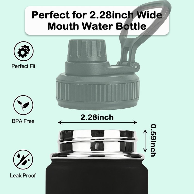 UWSTE 2 Pack Lid Replacement Compatible with Thermoflask, Leak Proof lid Fits for Thermoflask 16 18 24 32 40 64oz Wide Mouth Bottle, Handle Easy to Carry, BPA Free.
