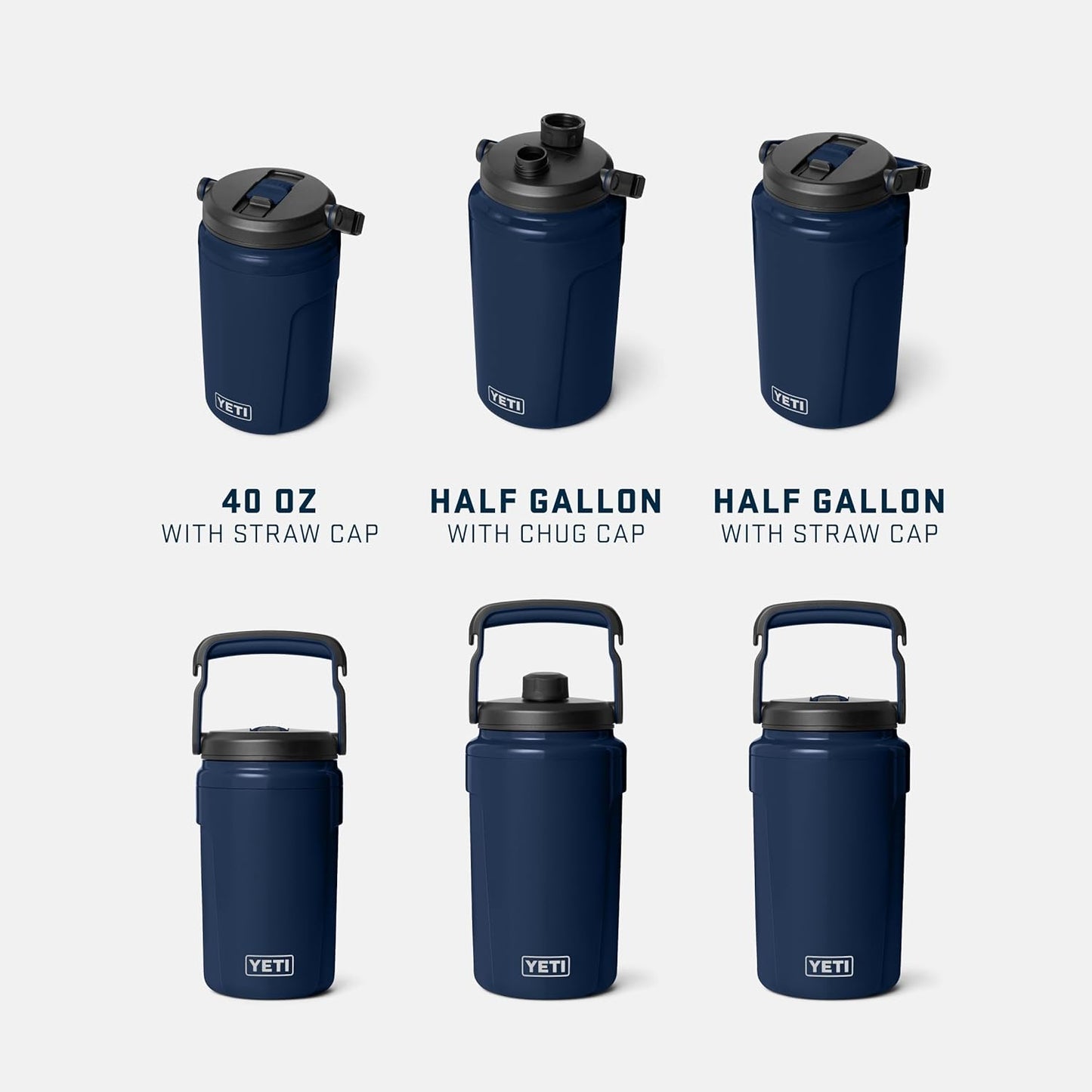 YETI Silo Half Gallon Insulated Water Jug - Lightweight, Leakproof Sports Bottle with Straw Cap & Fence Hook - Keeps Drinks Ice-Cold - Navy