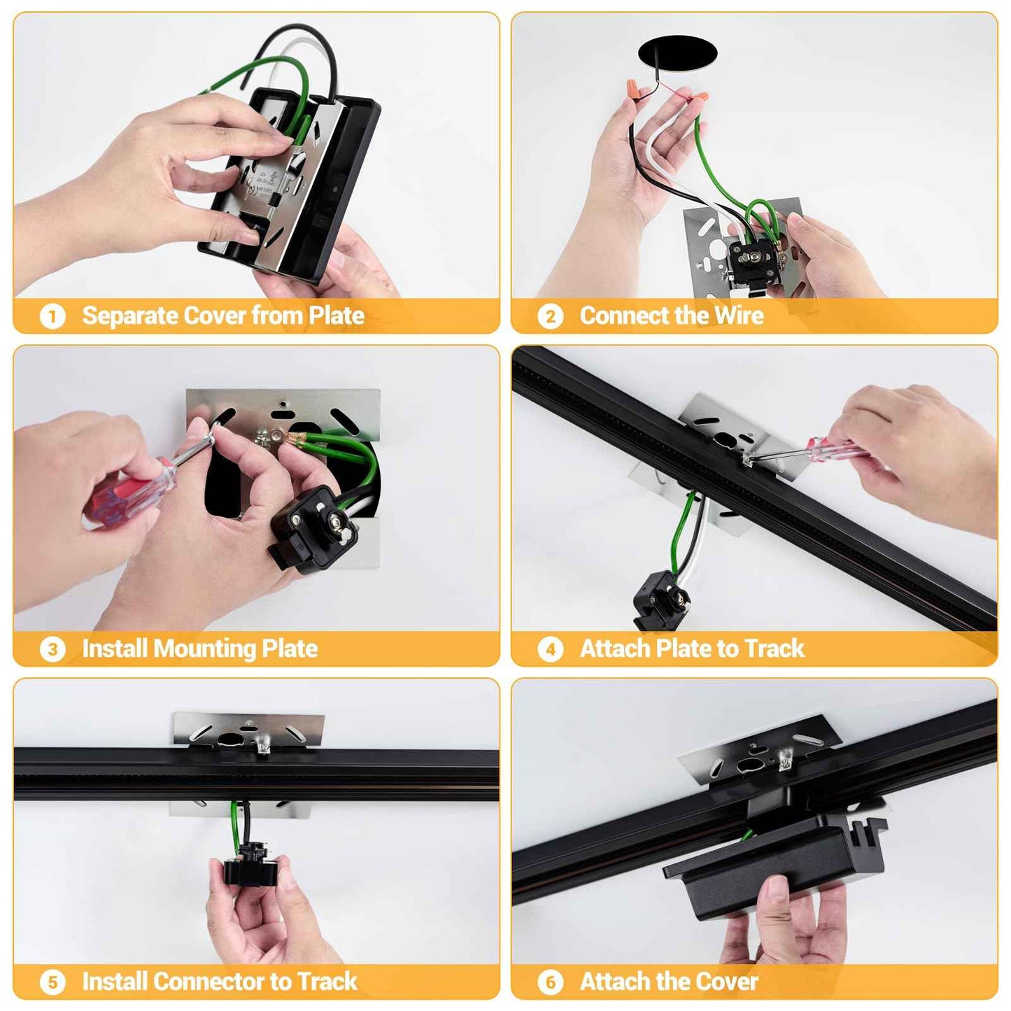 VANoopee 13FT H Track Lighting Rails Black, H Type Track Lighting Kit with Floating Canopy Connector, End Caps, Live End Feeds, I T & L Connectors, Compatible with Single Circuit H Style Track System