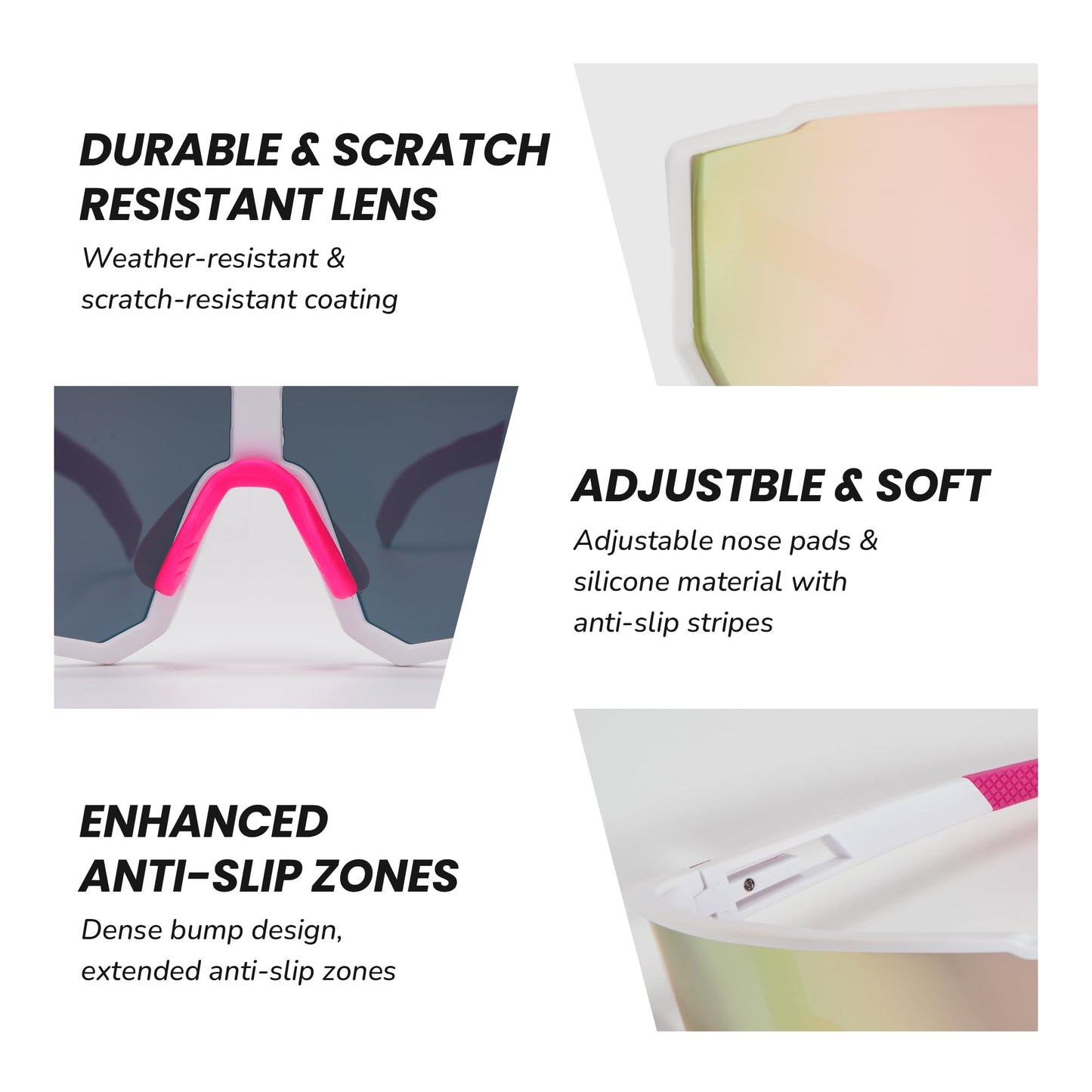 Polarized Running Sunglasses For Women, UV400 with Adjustble Nose Pad for Cycling, Hiking,Beach Volleyball