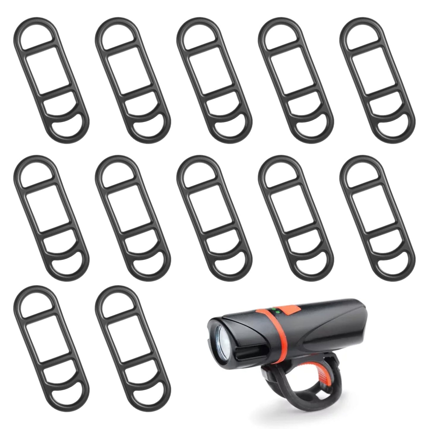 Exircy 12 Pcs Bicycle Rubber Strap Bicycle Light Silicone Straps Bike Rubber Strap Bike Mount Bicycles Light Band for Flashlight Handlebar Set Cell Phones Speaker Holder (Black)