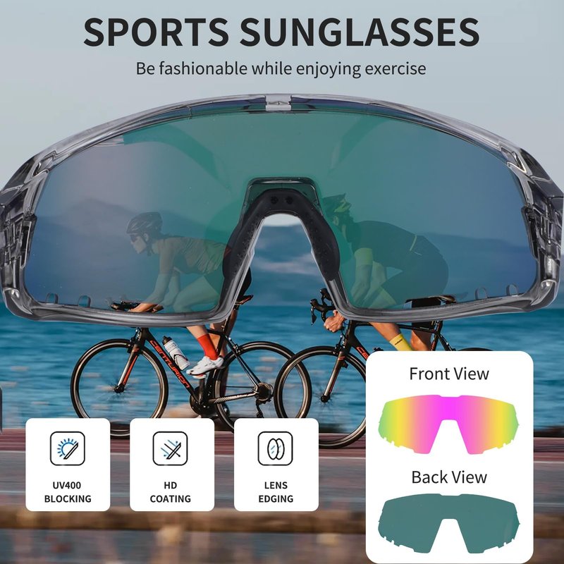 BangLong Running Sunglasses for Men Women - UV400 Protection Sports Sunglasses for Running Cycling Baseball Fishing(Grey Pink)