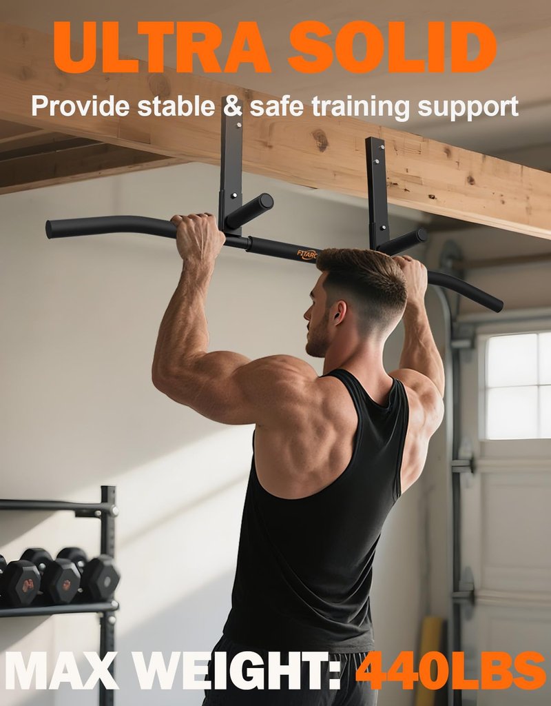Fitarc Joist Mount Pull Up Bar, Chin Up Bar Ceiling Mount, Heavy Duty Home Gym Workout Equipment, 42 in Wide -Patent Pending
