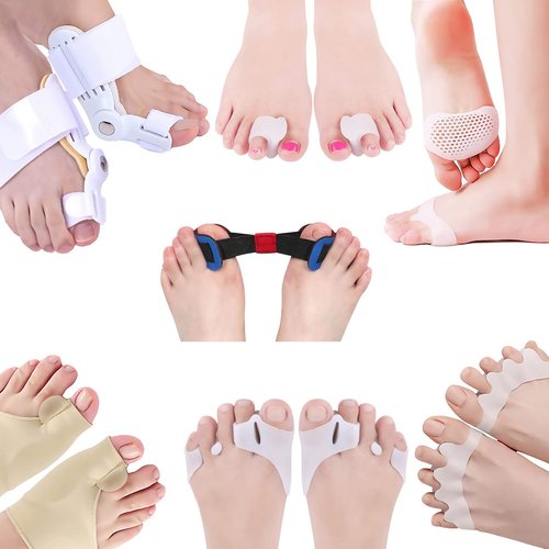 15Pcs Bunion Corrector, Hallux Valgus Relief Pads Toe Spacer Straightener Big Toe Separator Correction Splint Hammer Gel Metatarsal Sleeve Protector Brace Exercise Strap