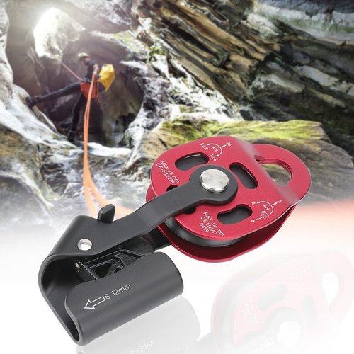 Gonetre Pulley Climbing Heavy Duty Rope Pulley Block Smooth Rotation High Strength Aluminum Pulley Wheel for Mountaineering Hoisting Rescue 8 12mm Rope