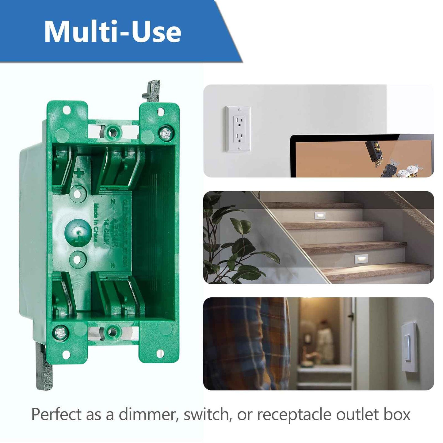 CycevSun 6 Pack Electrical Outlet Box Old Work 1 Gang, Plastic Remodel Drywall Junction Boxes, UL Listed