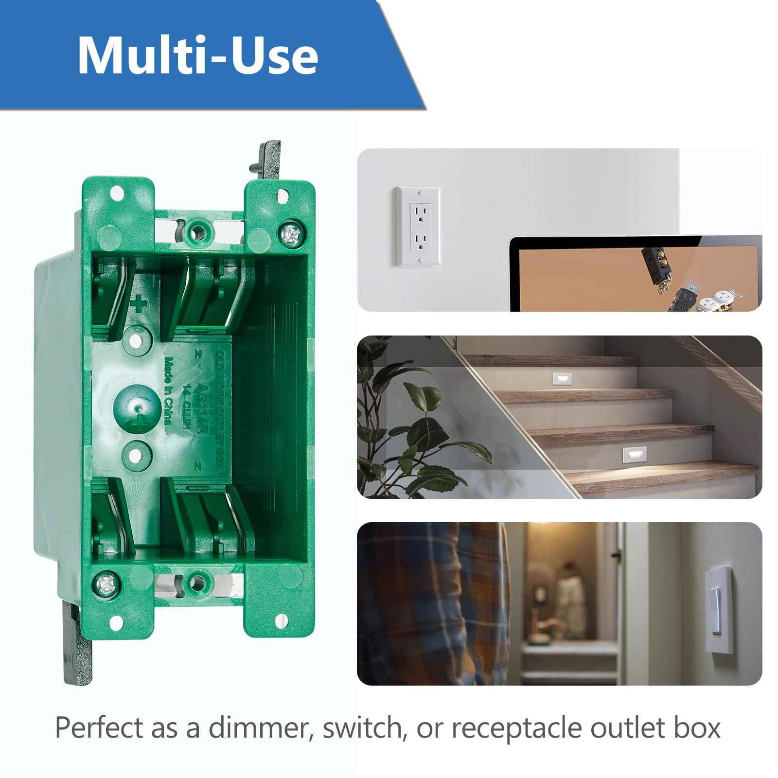 CycevSun 6 Pack Electrical Outlet Box Old Work 1 Gang, Plastic Remodel Drywall Junction Boxes, UL Listed