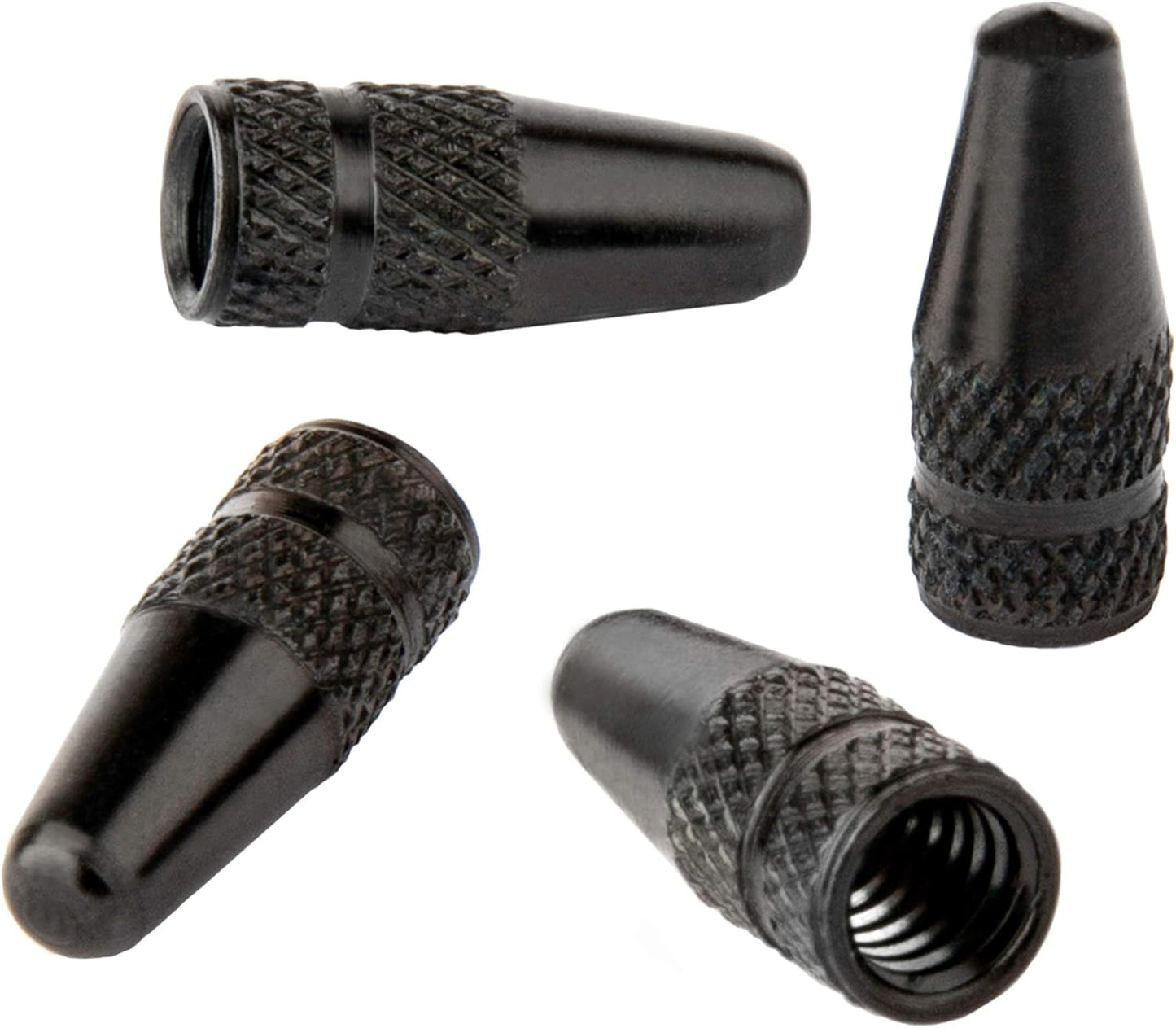 Presta Valve Caps - Anodized Aluminum for Presta/French Valves - Fun Designs: Bullet, Rocket, Hamburger | 4 Pack
