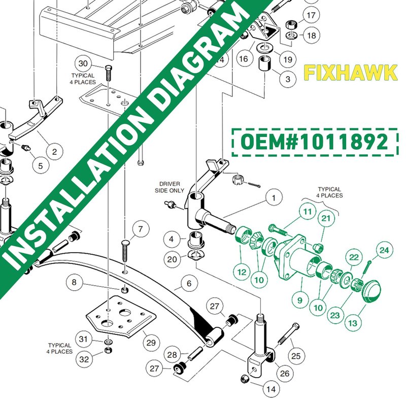 FIXHAWK Club Car DS Hub Kit,Club Car Front Wheel Hub and Bearings Seals, Fit for 1981-2003 Club Car DS Golf Cart, Replace OEM# 1011892 11011102 1011153 1011889 1011894