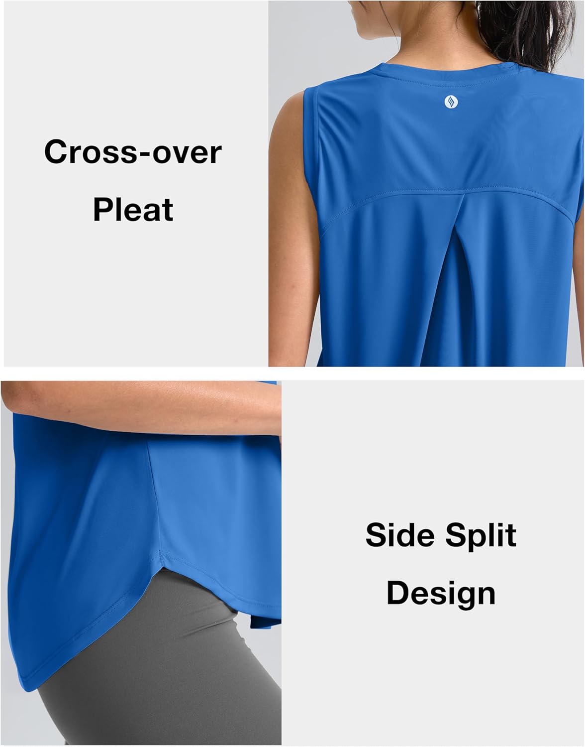 SANTINY Women's Sleeveless Workout Tops - Breathable Lightweight Athletic Tank for Tennis & Yoga