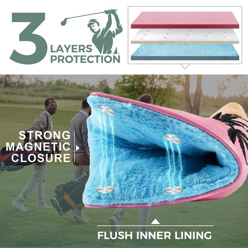 Studio Crafted 64 Impala Miami Golf Square Mallet Putter Cover Magnetic (Mallet Putter Cover)
