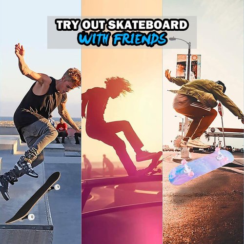 Skateboard,31 x 8 inch Complete Skateboards for Beginners,8 Layer Maple Concave Cruiser Trick Skate Board for Teens and Adults (Pink-JG)