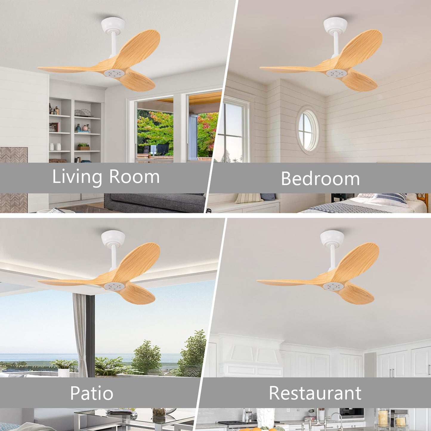 KBZZ 36 Inch Ceiling Fan without Light,6 Speeds,Reversible Silent DC motor,3 ABS Blades,Modern Ceiling Fan No Light,Ceiling Fan with Remote for Indoor Outdoor Farmhouse Bedroom Living Room