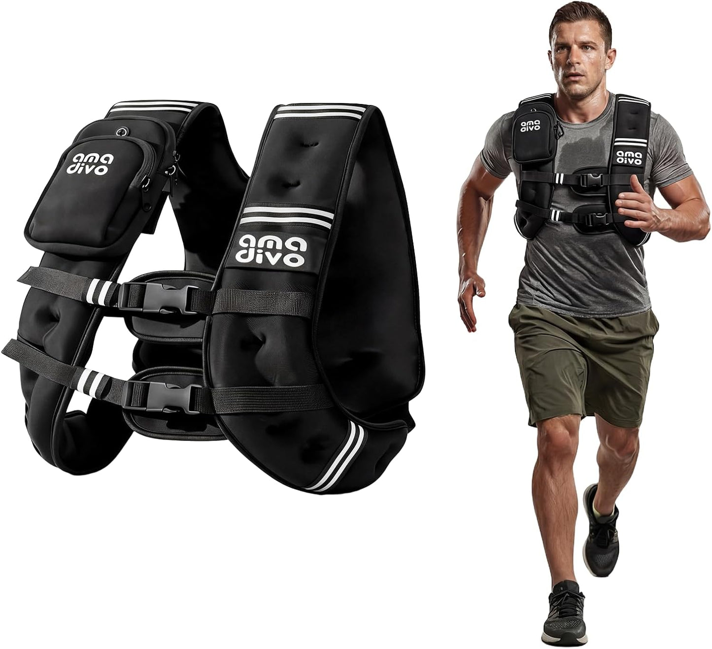 Skiennix Weighted Vest - Adjustable Reflective Design for Walking, Running & Fitness | 20lb, 16lb, 12lb, 8lb