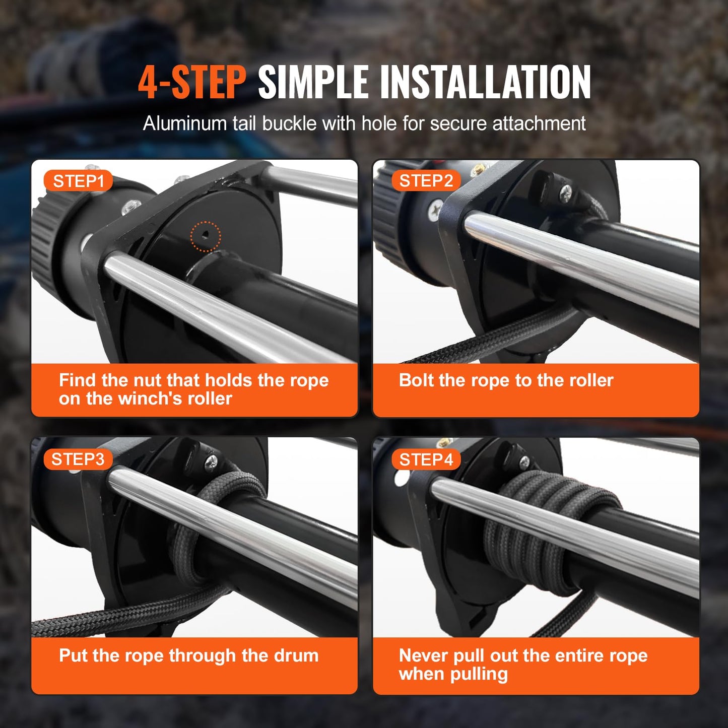 VEVOR Synthetic Winch Rope, 1/2 Inch x 92 Feet 32,000 lbs Synthetic Winch Line Cable Rope with Protective Sleeve + Forged Winch Hook + Pull Strap, Universal Fit for SUV, Large Off-Road Vehicle, Truck