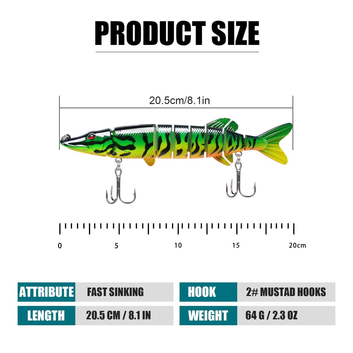 TRUSCEND Swimmax Easy Catch Fishing Lures with BKK Hooks, Wiggling, Vibrating, Rattling and Gurgling for More Bite, Heavy-Duty Dyneema Fiber Jointed Swimbaits for Bass, Trout, Walleye, Crappie, Pike