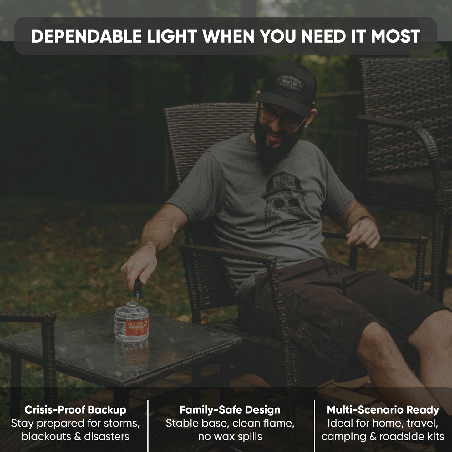 GasOne 115+ Hours Emergency Candle Set – 8-Pack Liquid Candles – Clean Burning, Unscented Long-Burning Candles for Ambient Lighting, Power Outages, Camping & Blackouts