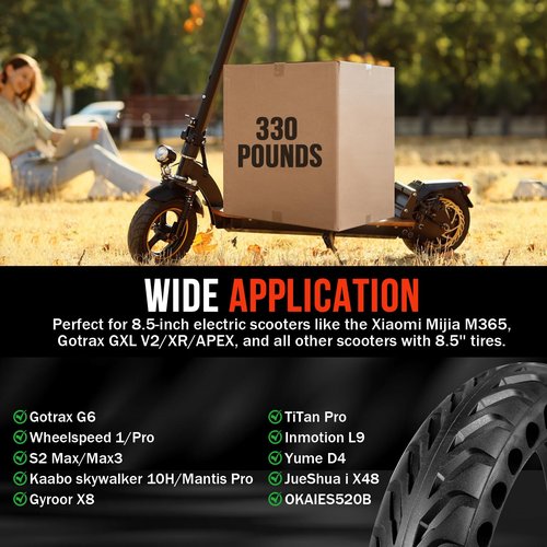 8.5x2 Electric Scooter Solid Tires,2 Pack 8.5 Inch Scooter Tire 50/75-6.1 Solid Tires Replacement for Xiaomi Pro 2/M365/1S Gotrax GXL V2/XR/APEX Electric Scooter