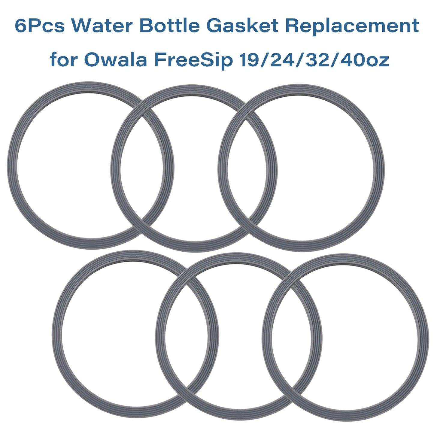 6 Pcs Water Bottle Gasket Replacement for Owala FreeSip 19/24/32/40oz,Silicone Lid Seal O Ring,Sealing Gaskets Replacement Accessories Compatible with Owala FreeSip Stainless Steel Cup(Gray)