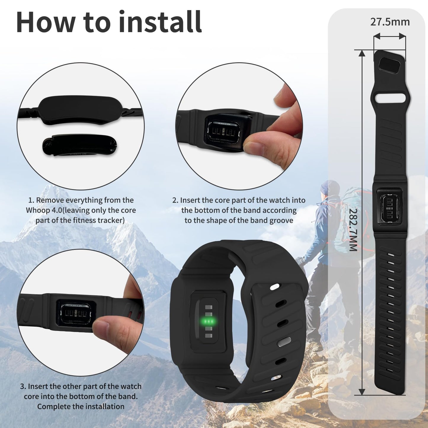 Zspoly Silicone Sport Band Compatible with Whoop 5.0 Bands One, Peak and Life,Soft Comfort Durable Replacement Wristbands Compatible with Whoop 5.0 Silicone Bands