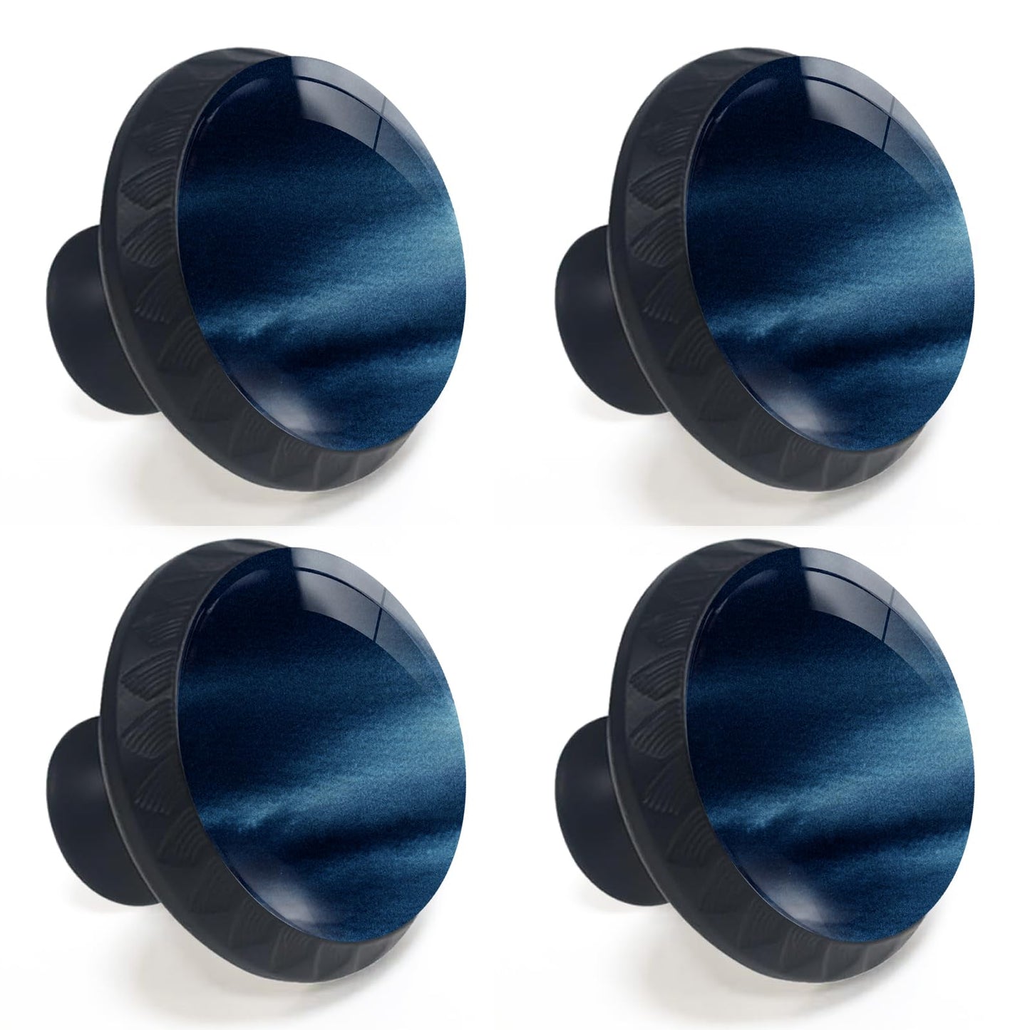 Artinhand 4 Pack Navy Blue Kitchen Cabinet Knobs Round Drawer Pulls Black Dresser Cupboard Door Handles