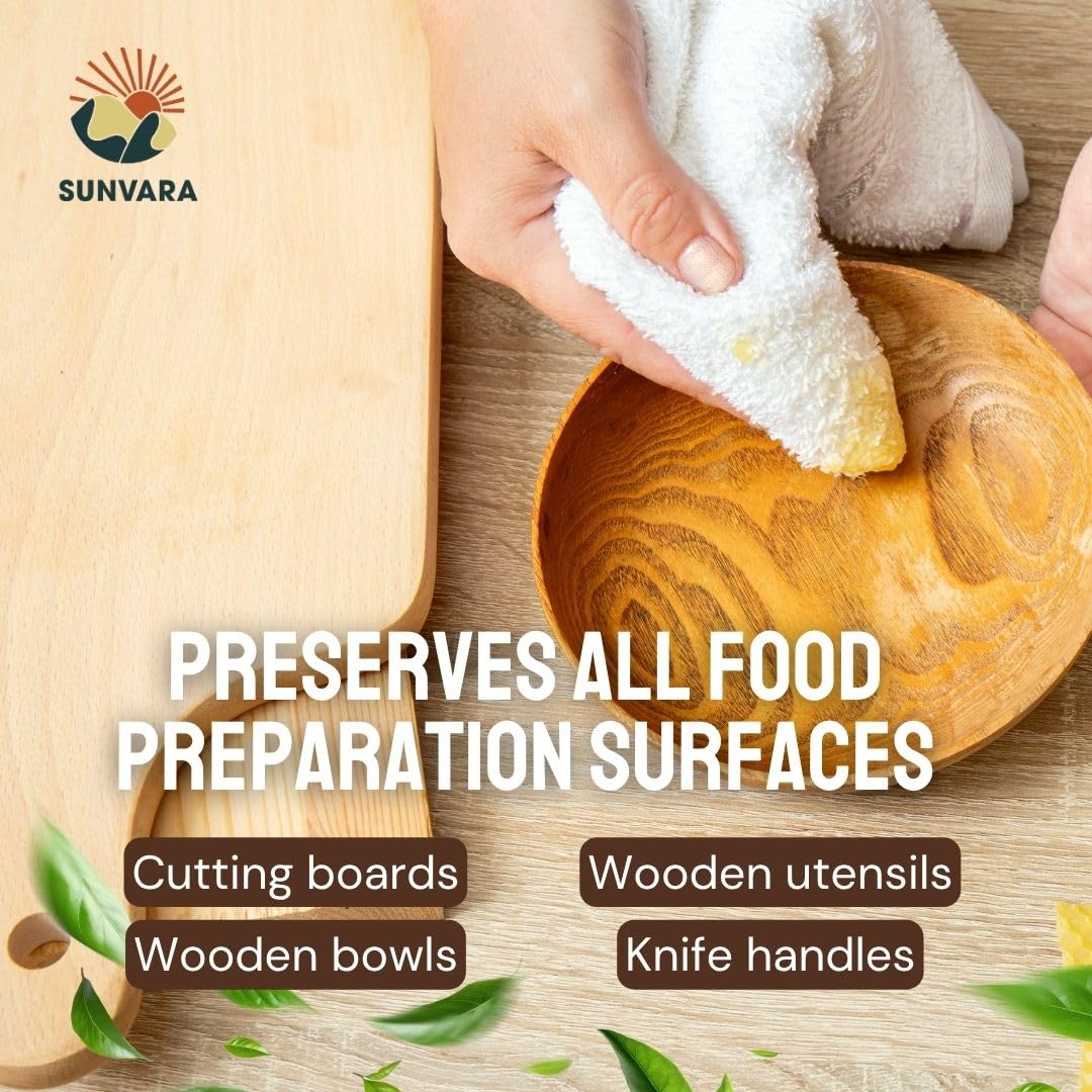 Sunvara Beeswax For Cutting Board Food Grade Beeswax furniture Polish Handmade in Virginia 100% Pure Local Source Beeswax Natural (2 Oz)