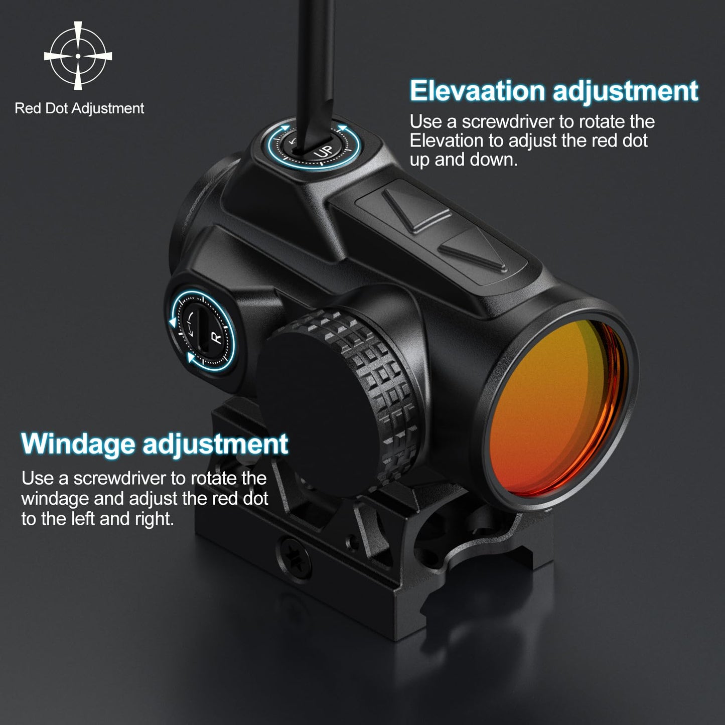 Feyachi V90 Red Dot Sight 2 MOA Compact Red Dot Scope Waterproof Shake Awake Rifle Scopes 1 x 25mm .75” Riser Mount