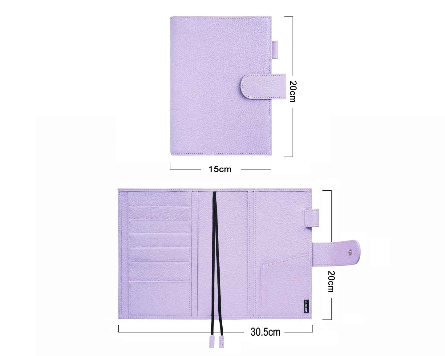 Moterm Leather Cover for Stalogy B6 - with Back Pocket, Pen Loop and Card Slots (Pebbled-Lavender, B6+)