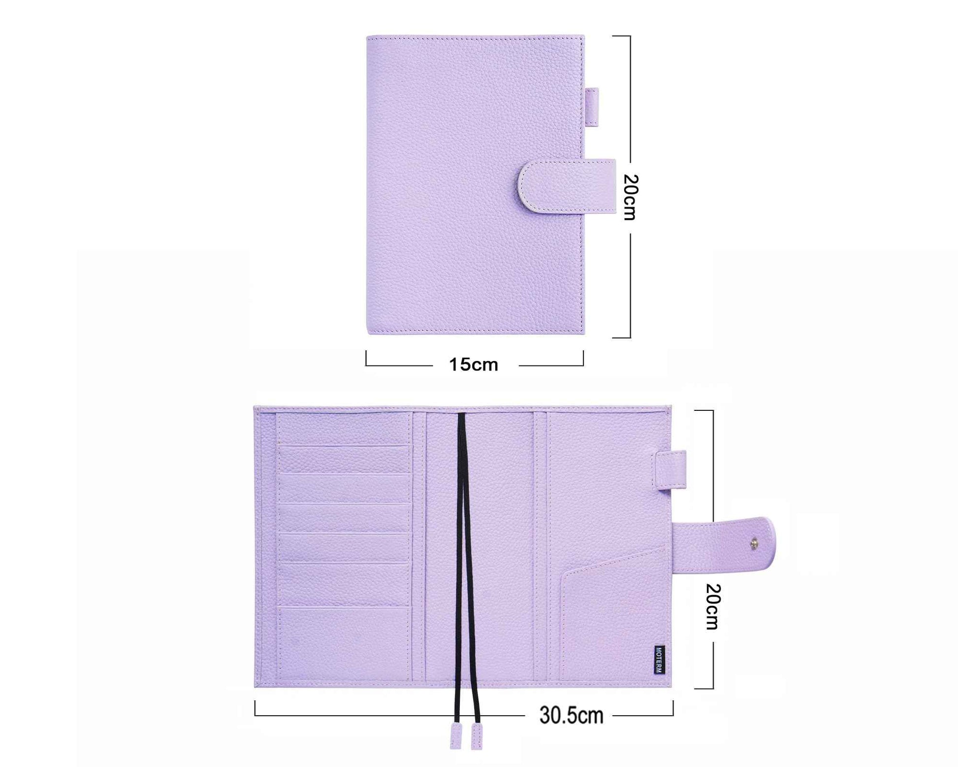 Moterm Leather Cover for Stalogy B6 - with Back Pocket, Pen Loop and Card Slots (Pebbled-Lavender, B6+)