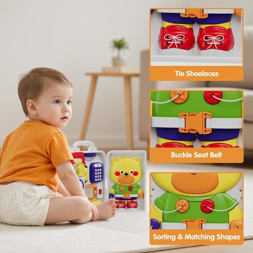 HYES Montessori Toys for Toddlers 1-3 - LED Lights & Music Sensory Play | Perfect Birthday Gift for Ages 2-5