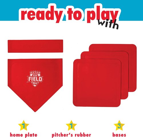 Franklin Sports Baseball Base Set - Portable Rubber Bases for Baseball & Softball - Easy Setup Red