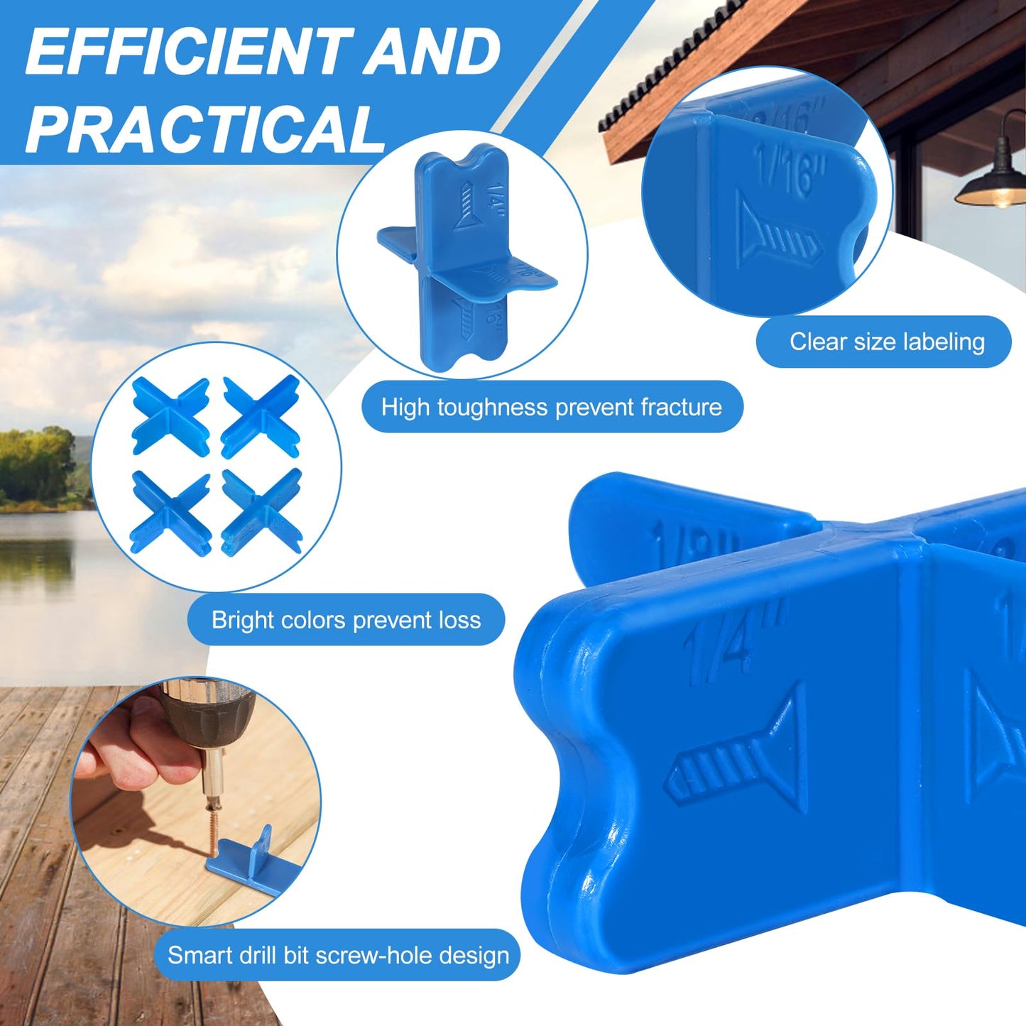 10PCS Deck Spacers,Durable Deck Spacer Tool to Uniform Gap Between Installed Deck Boards for Treated Lumber and Composite Decking Handy Deck Building Tools Deck Board Spacers