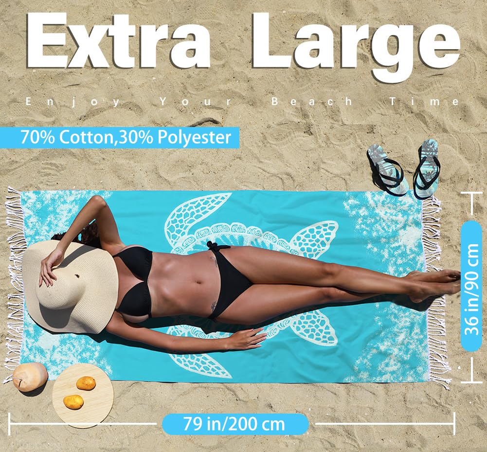 Widdonen Turkish Beach Towel,Extra Large 79x36,4 Pack,Quick Dry,Compact
